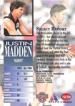 1996 Select AFL #7 Justin Madden Back
